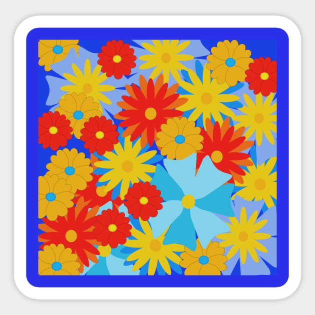 bright retro 60's style flower pattern Sticker by pauloneill-art